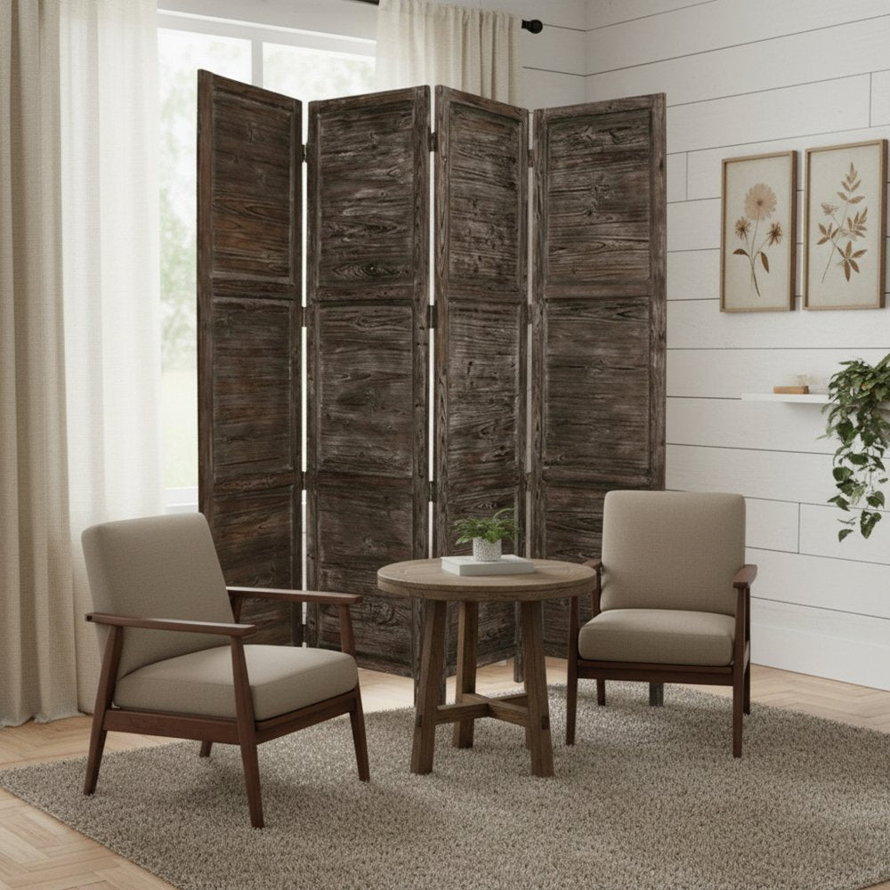 84" Wood Folding Four Panel Room Divider