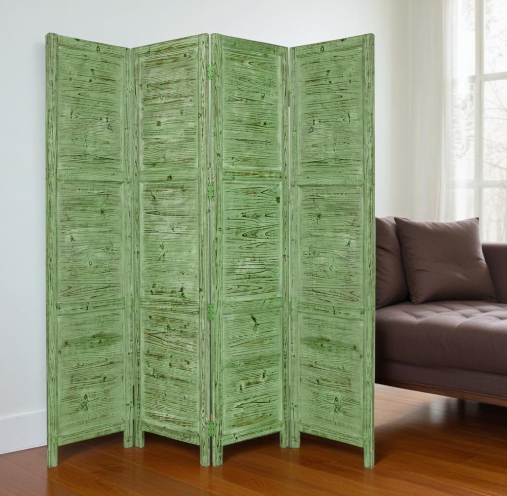 84" Wood Folding Four Panel Room Divider
