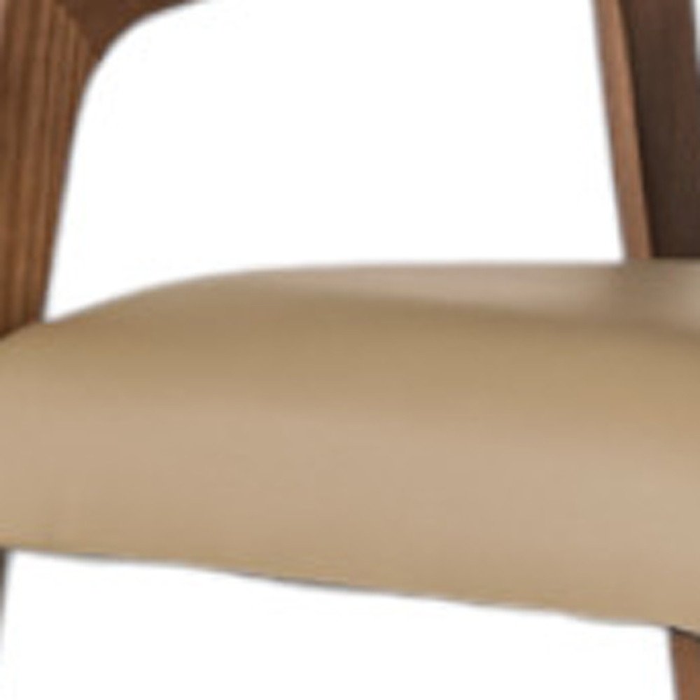 24" Taupe Faux Leather Curved Dining Chair