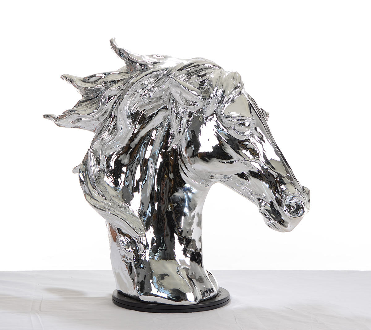 25" Silver Horse Head Sculpture