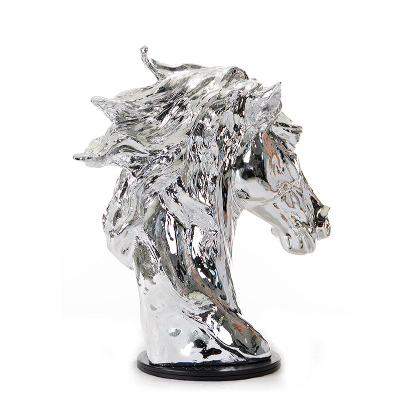 25" Silver Horse Head Sculpture