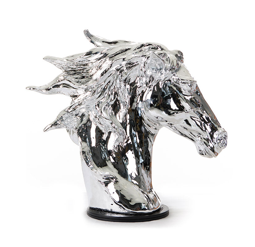 25" Silver Horse Head Sculpture