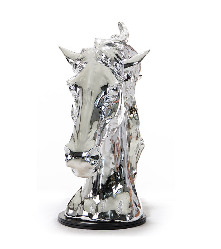 25" Silver Horse Head Sculpture