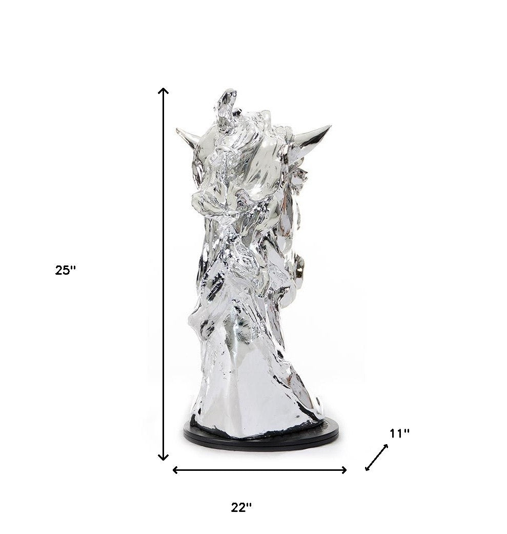 25" Silver Horse Head Sculpture