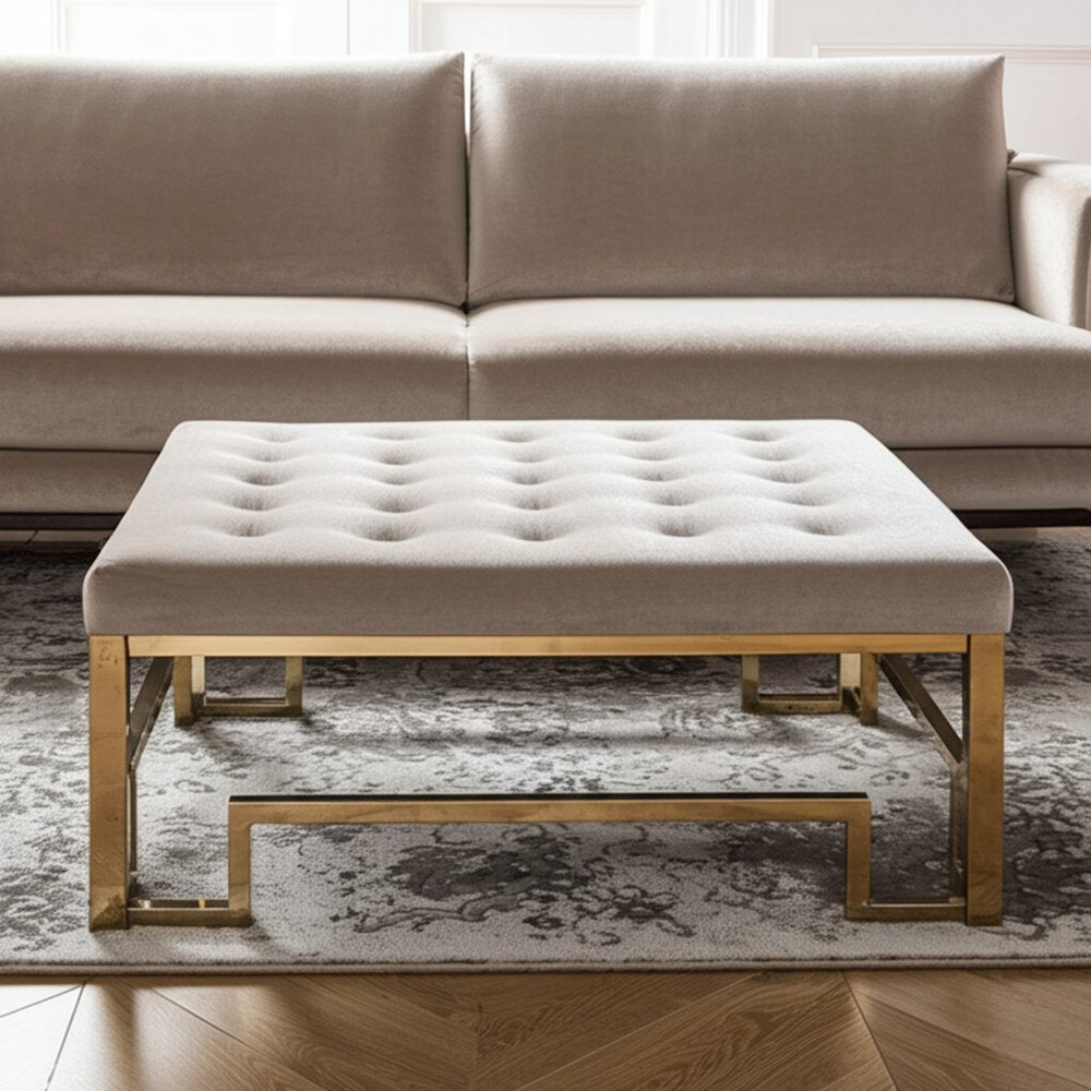 36" Champagne Tufted Cocktail Ottoman