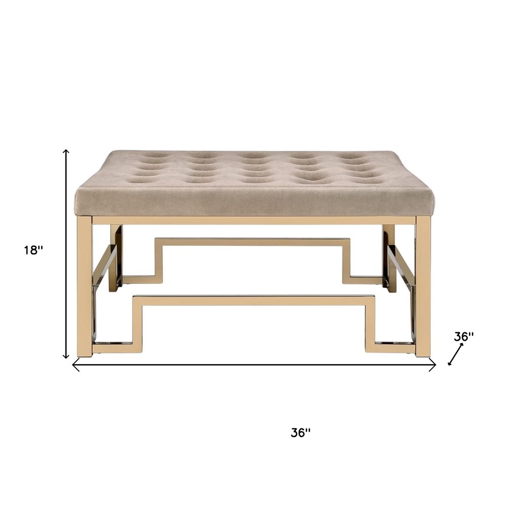 36" Champagne Tufted Cocktail Ottoman