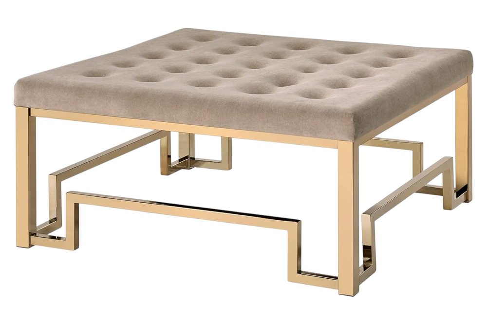 36" Champagne Tufted Cocktail Ottoman