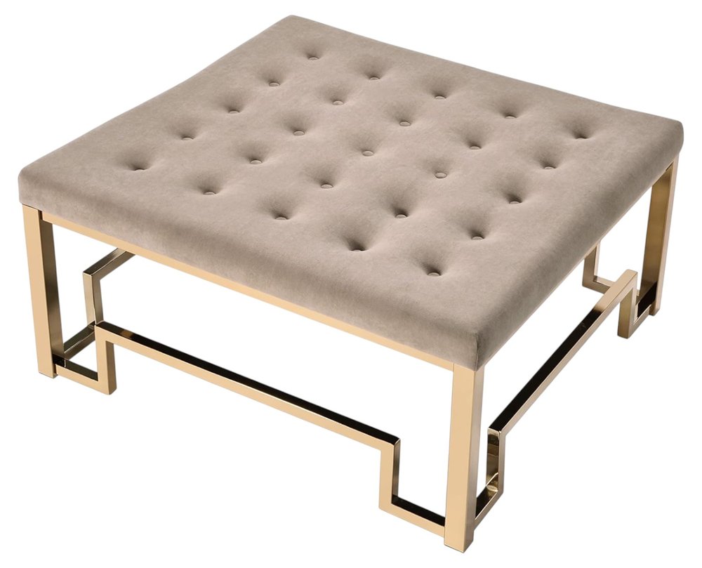 36" Champagne Tufted Cocktail Ottoman