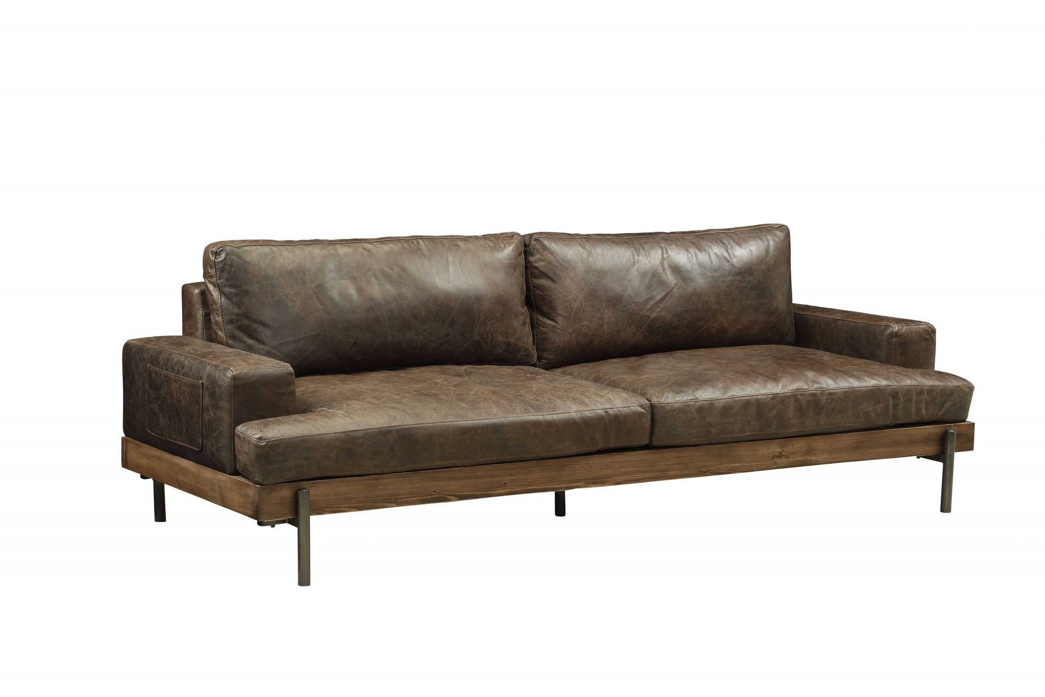 95" Chocolate Brown Top-Grain Leather Sofa