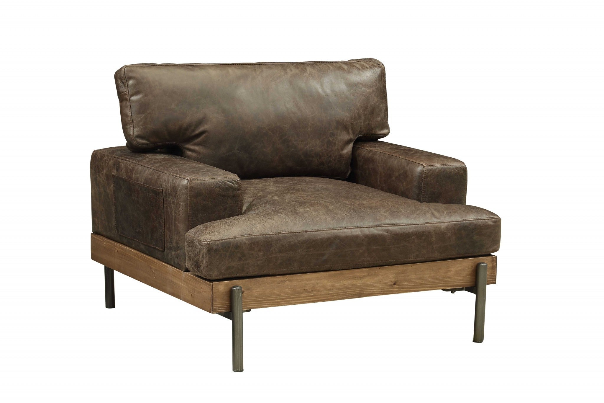 41" Chocolate Faux Leather Chair and a Half
