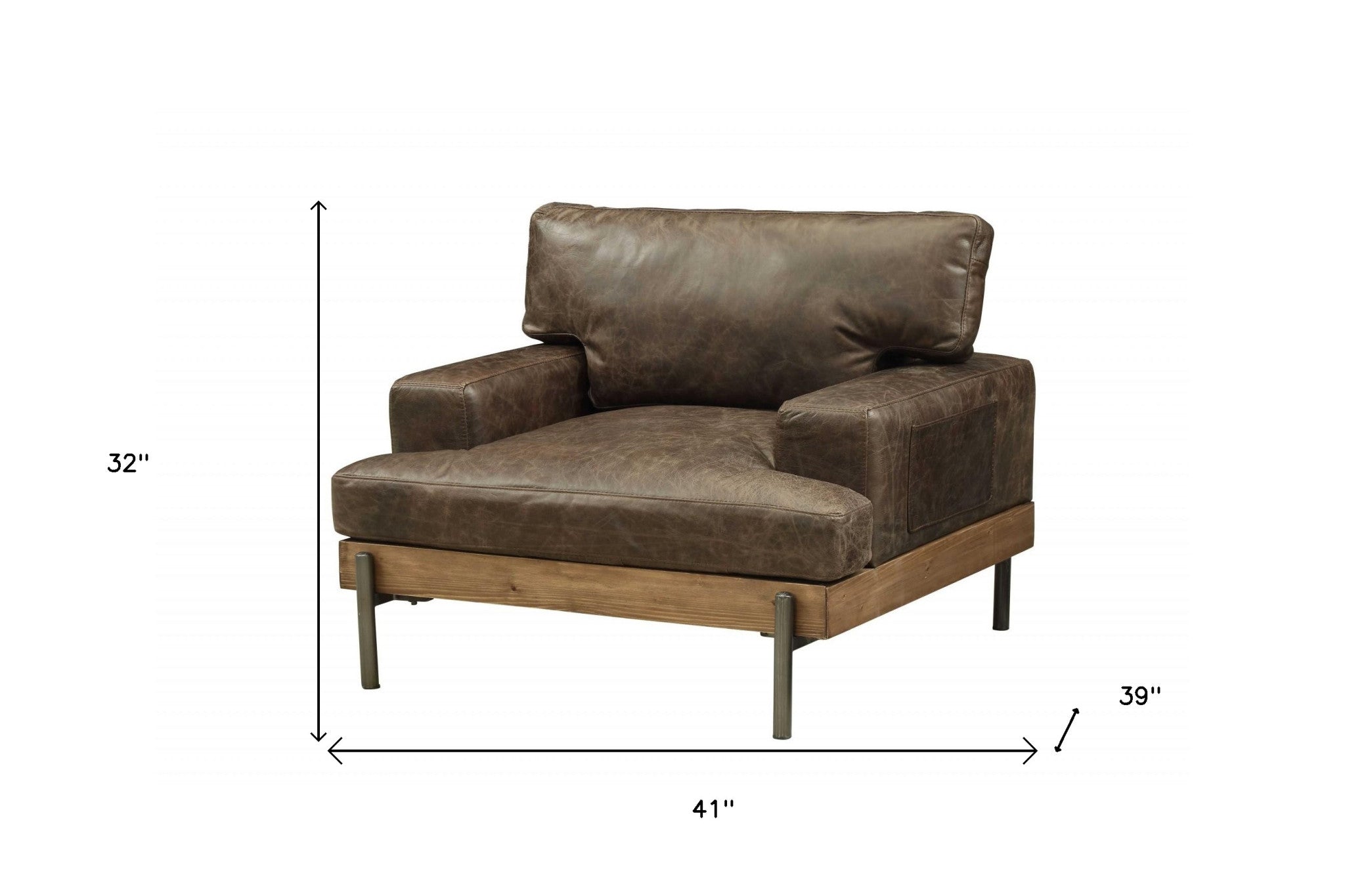 41" Chocolate Faux Leather Chair and a Half
