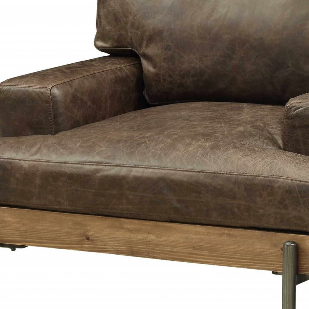 41" Chocolate Faux Leather Chair and a Half