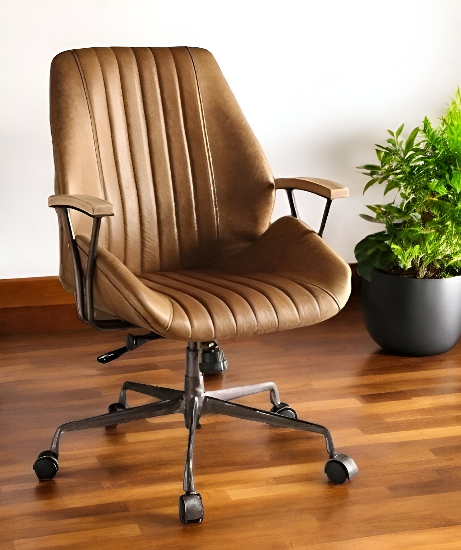 24" Faux Leather Channel Office Chair
