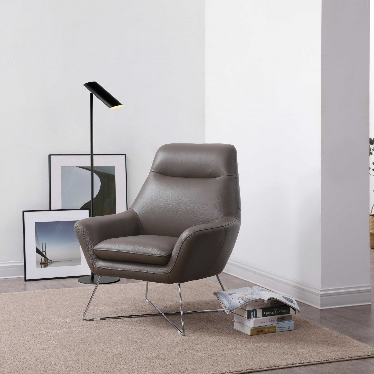 33" Contemporary Faux Leather Tufted Arm Chair