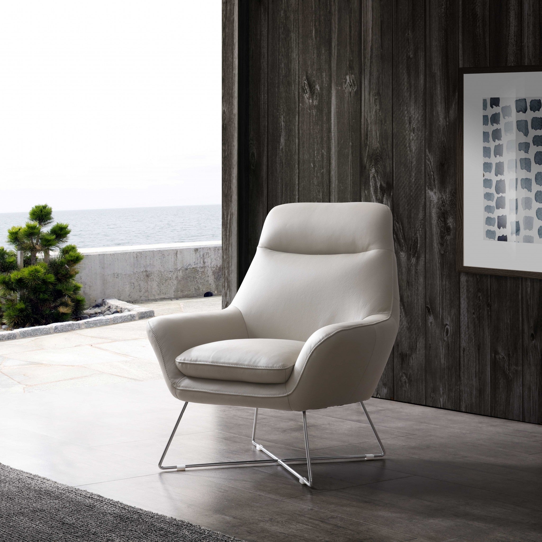 33" Contemporary Faux Leather Tufted Arm Chair