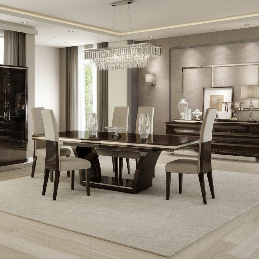 98" Dark Brown Wood Pedestal Dining Table