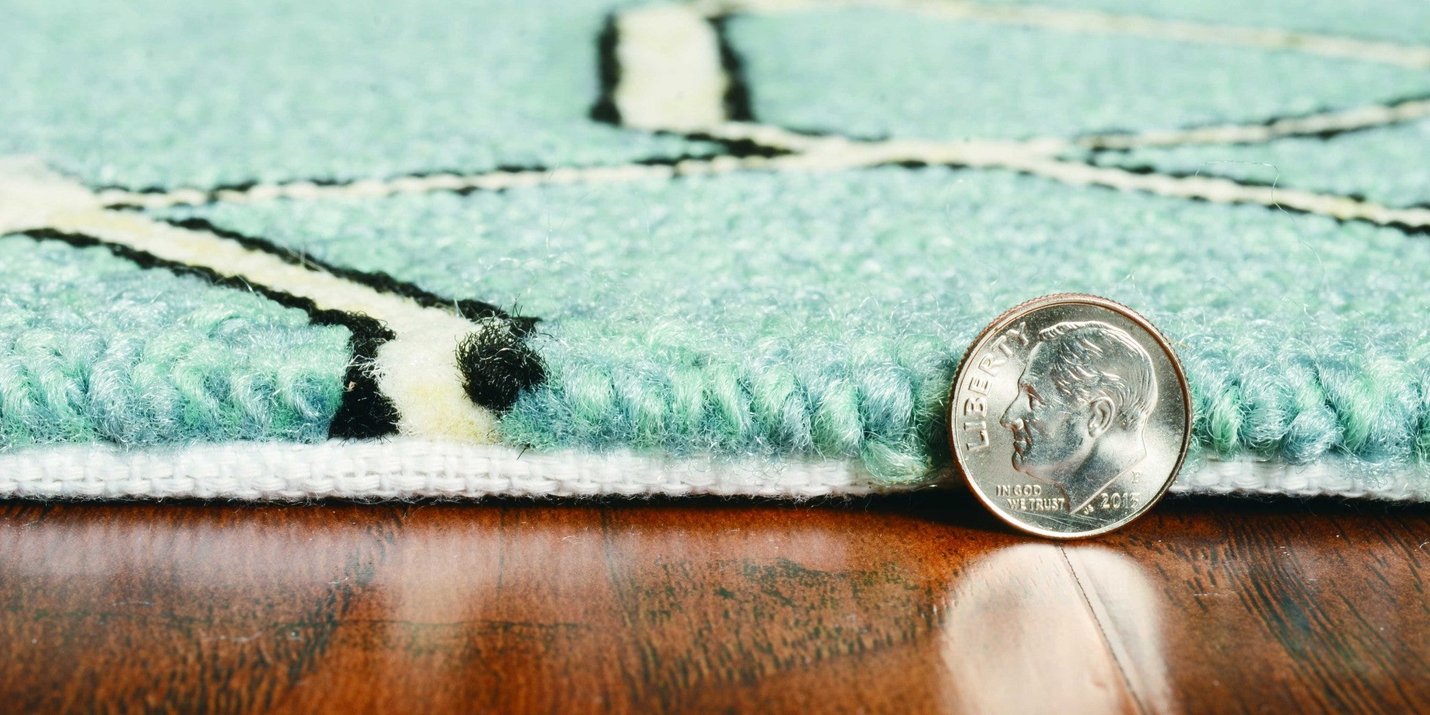 Green and Ivory Moroccan Rug