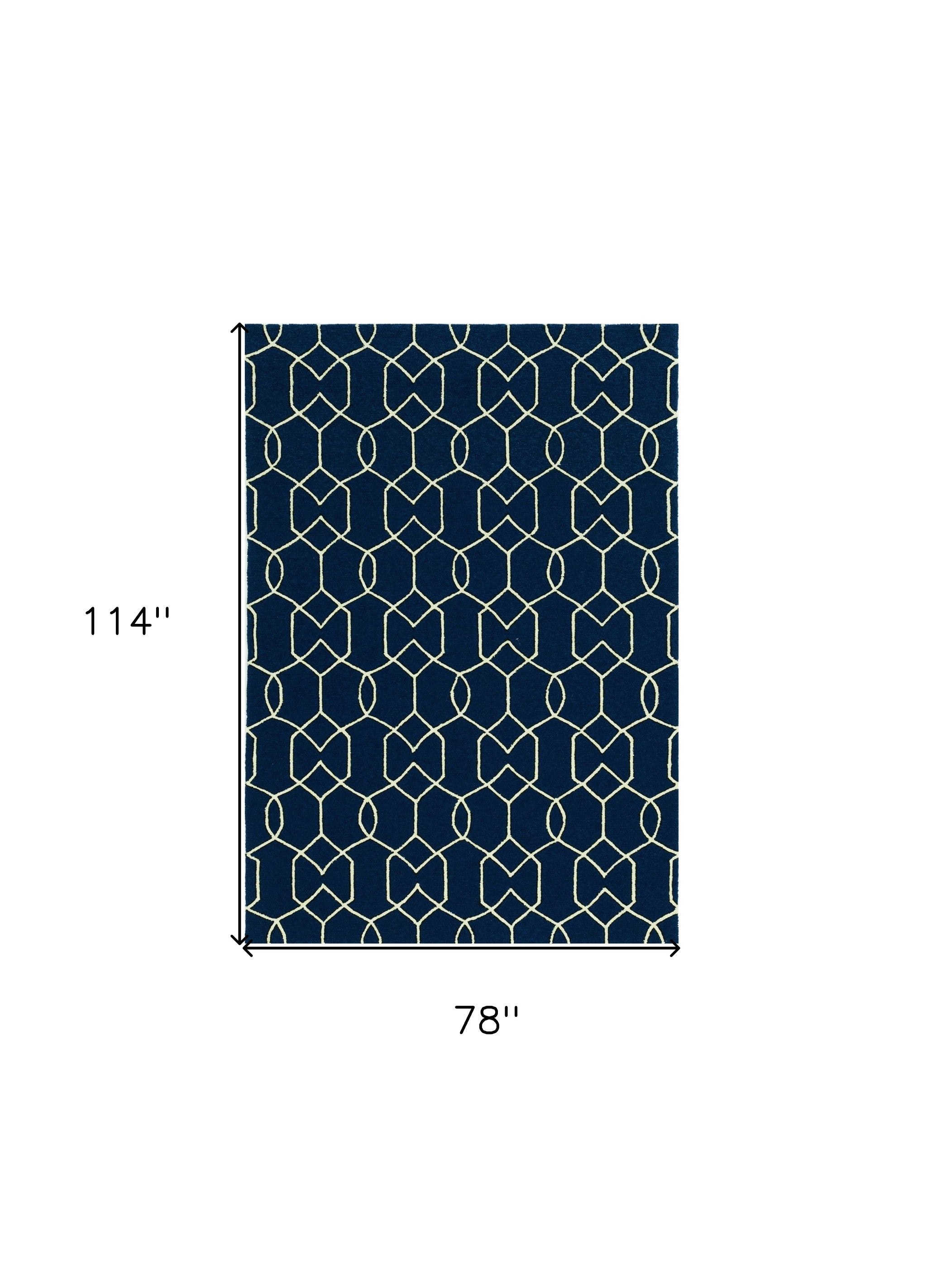 Navy Blue Chain-link Rug