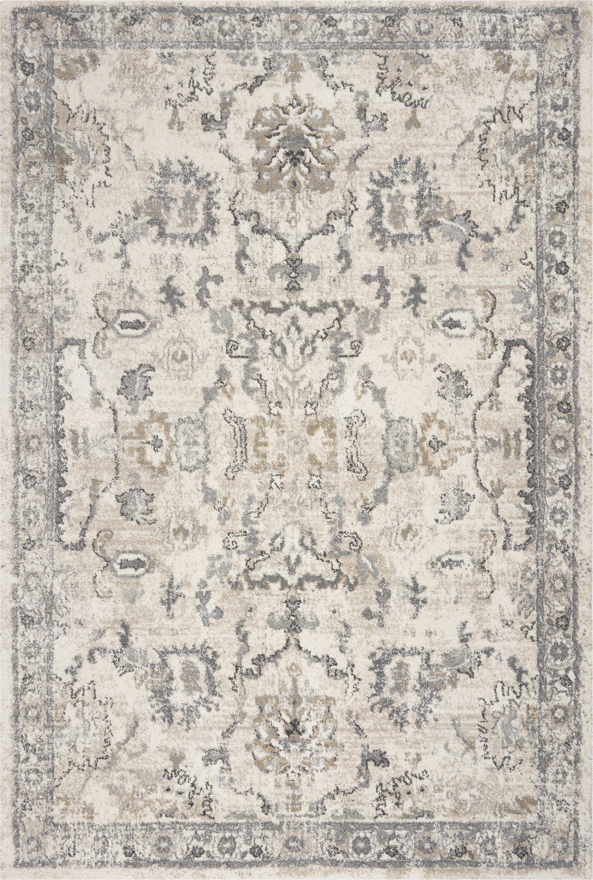 Ivory Distressed Floral Traditional Area Rug