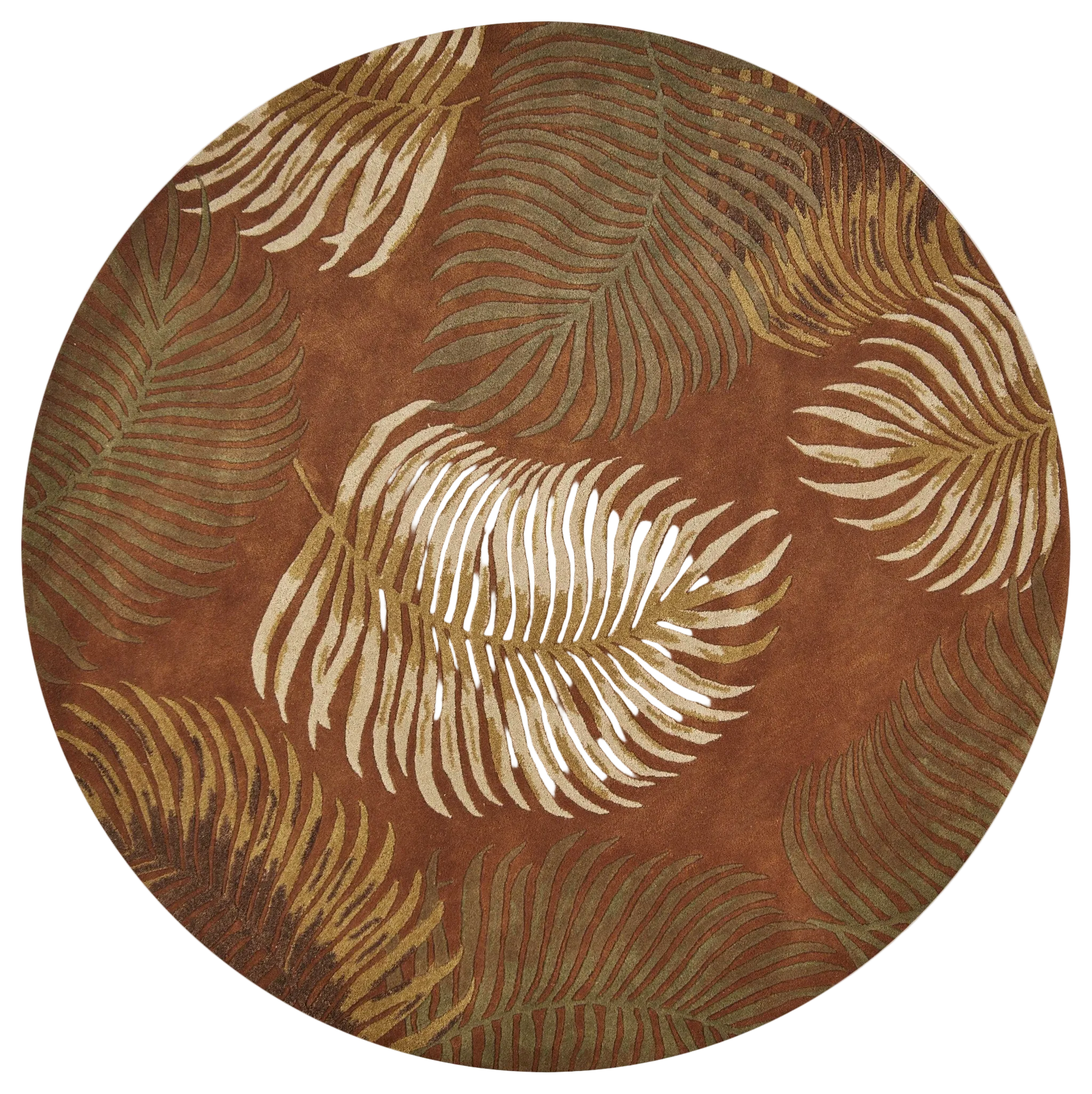 8' Rust Round Round Floral Rug