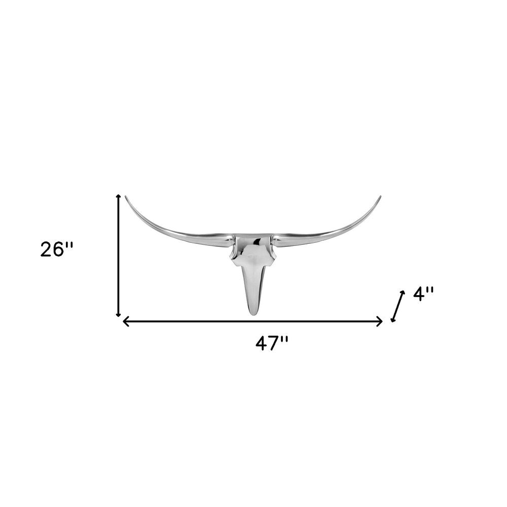 47" Silver Longhorn Bull Wall Decor