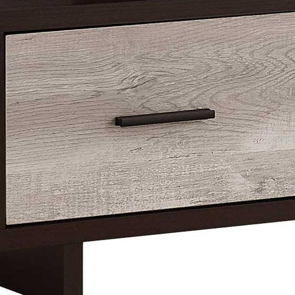 47" Brown and Gray Platform Entertainment Console with Cabinets