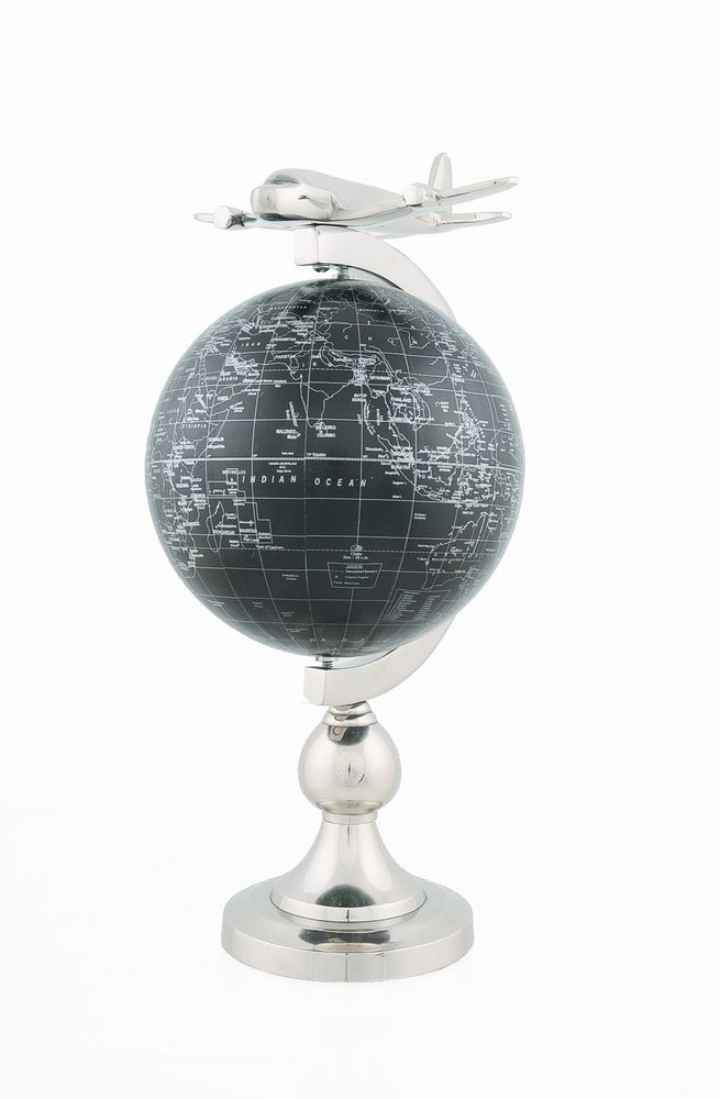 18" Silver Airplane Desk Globe
