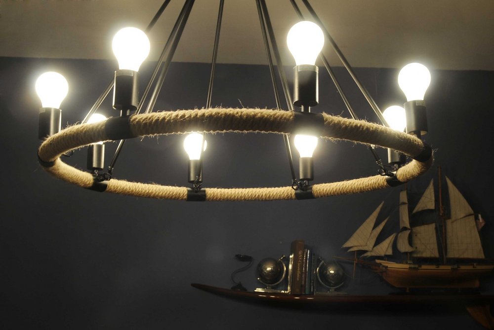 32" Round 8 Bulb Farmhouse Chandelier