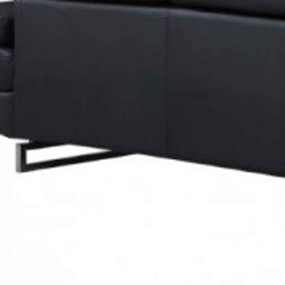 124" Black Faux Leather Contemporary Sectional