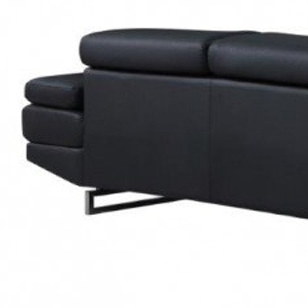 124" Black Faux Leather Contemporary Sectional