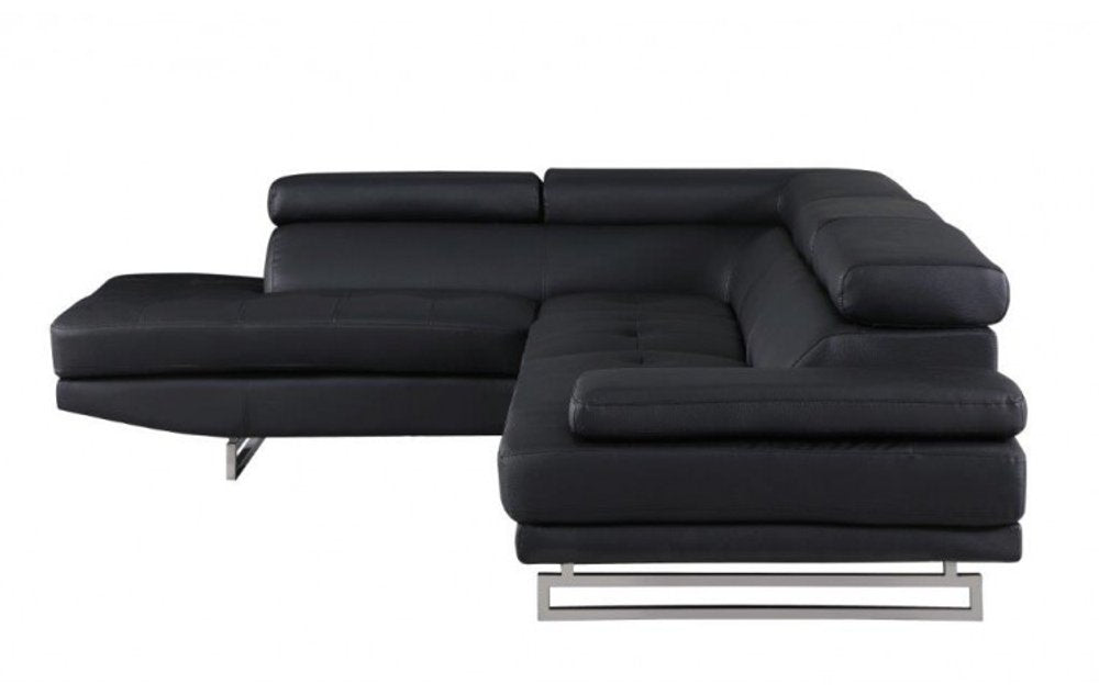 124" Black Faux Leather Contemporary Sectional