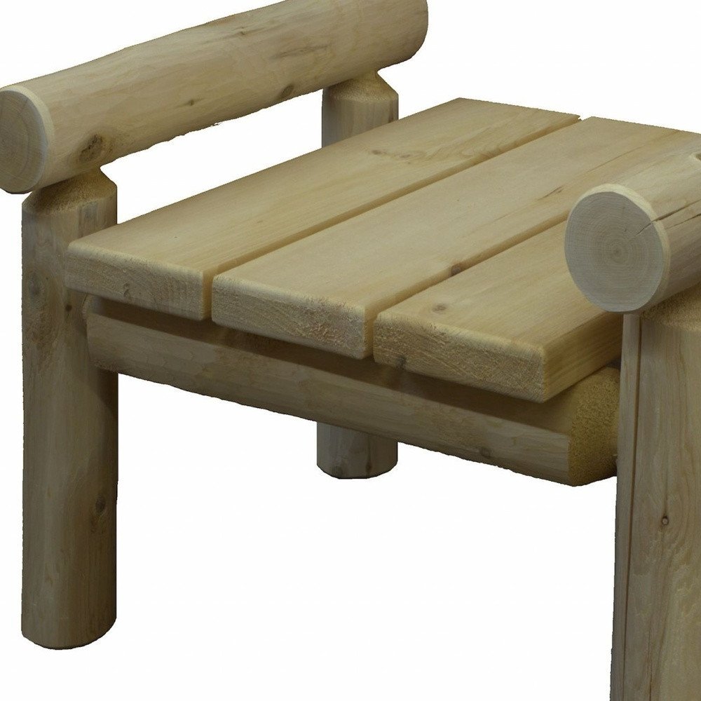 28" Outdoor Natural Wood Ottoman