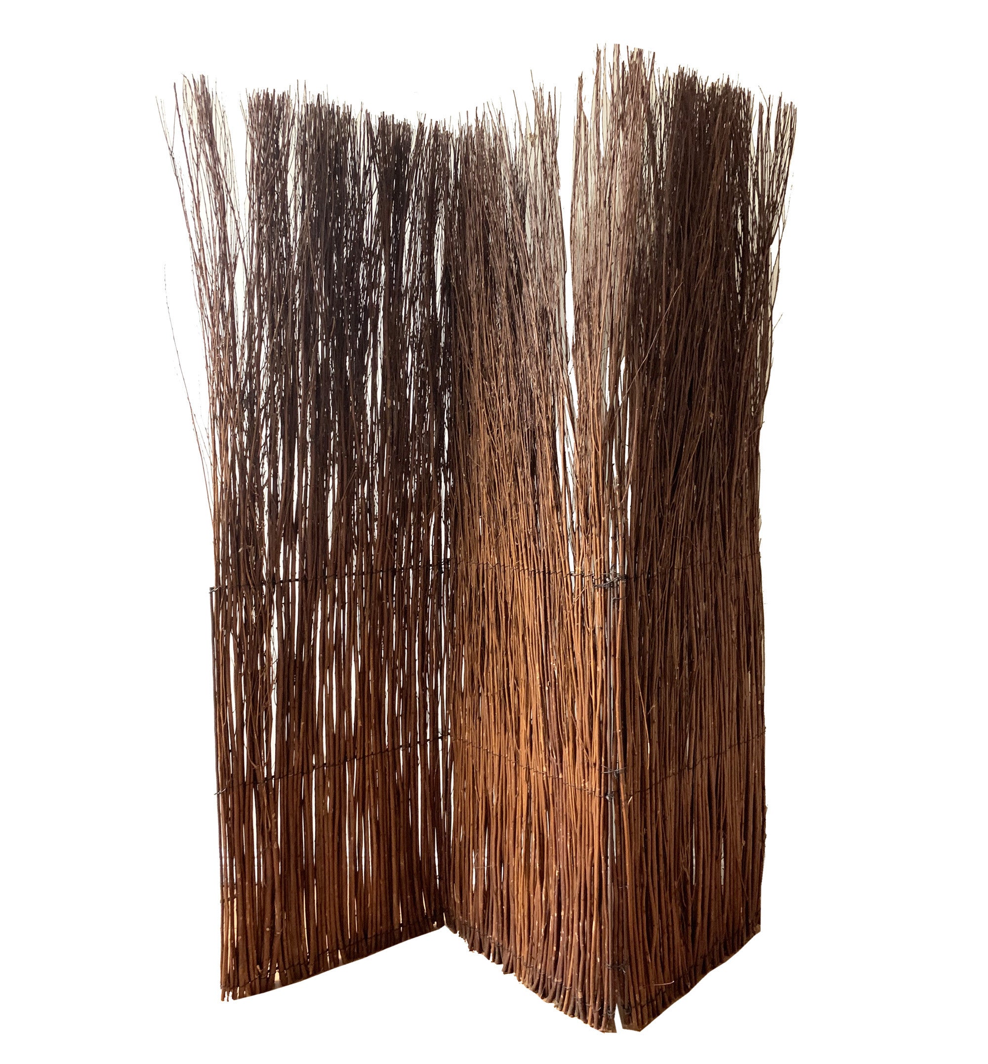 84" Natural Brown Rattan Folding Three Panel Room Divider