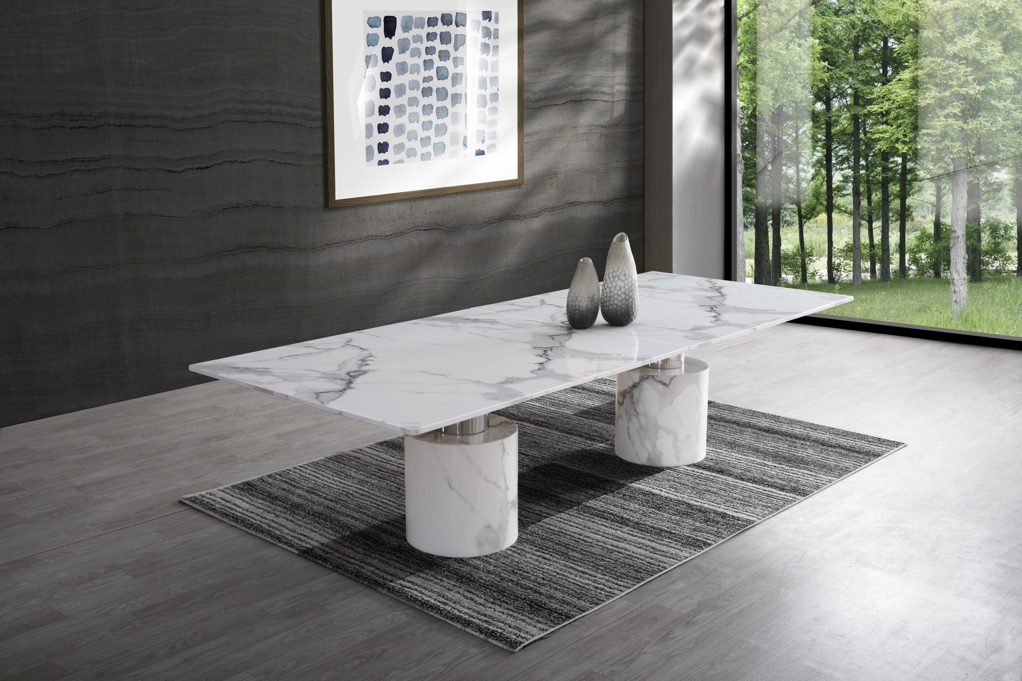 120"/180" Marble Double Pedestal Dining Table