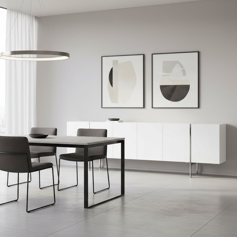95" White Contemporary Buffet