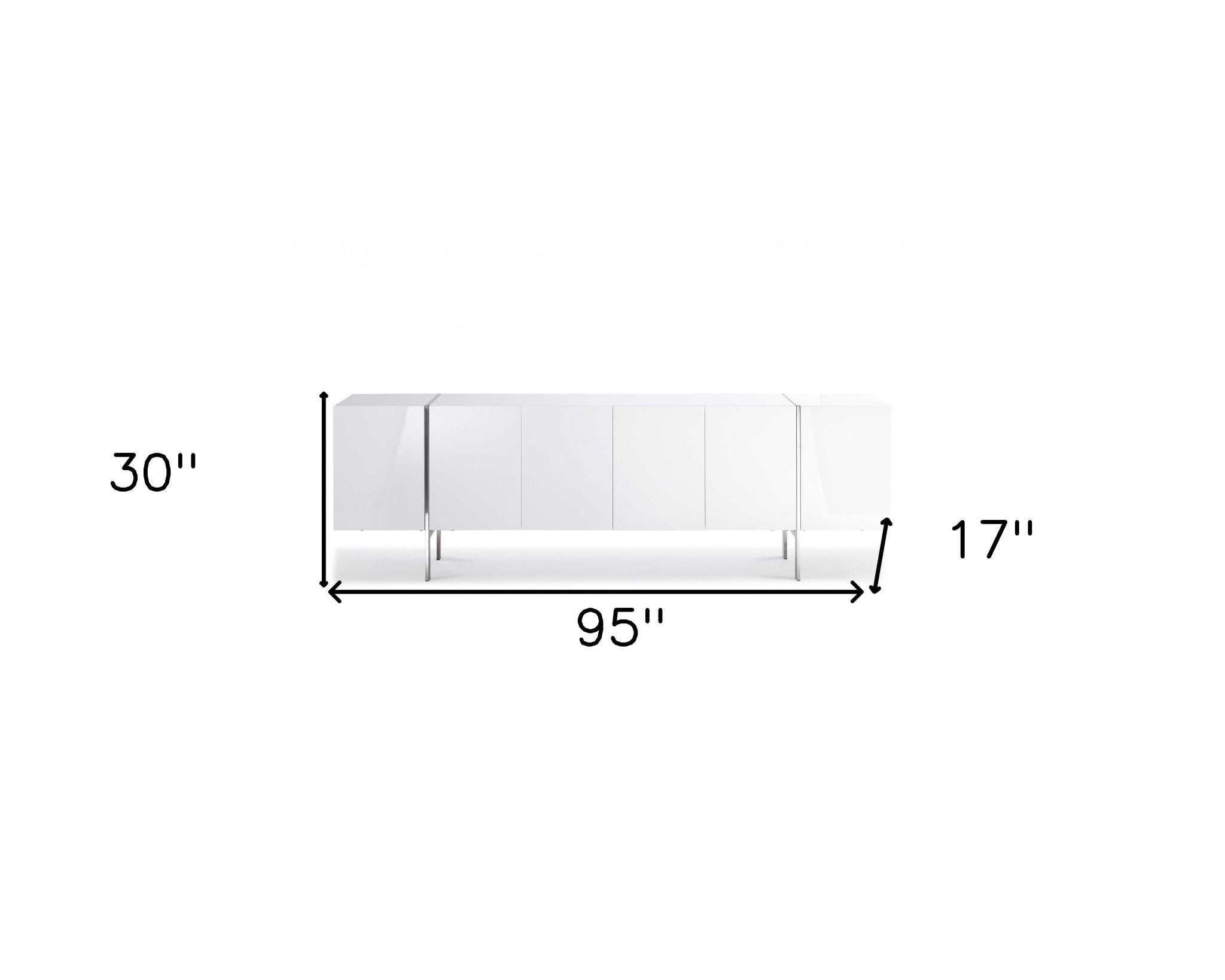 95" White Contemporary Buffet