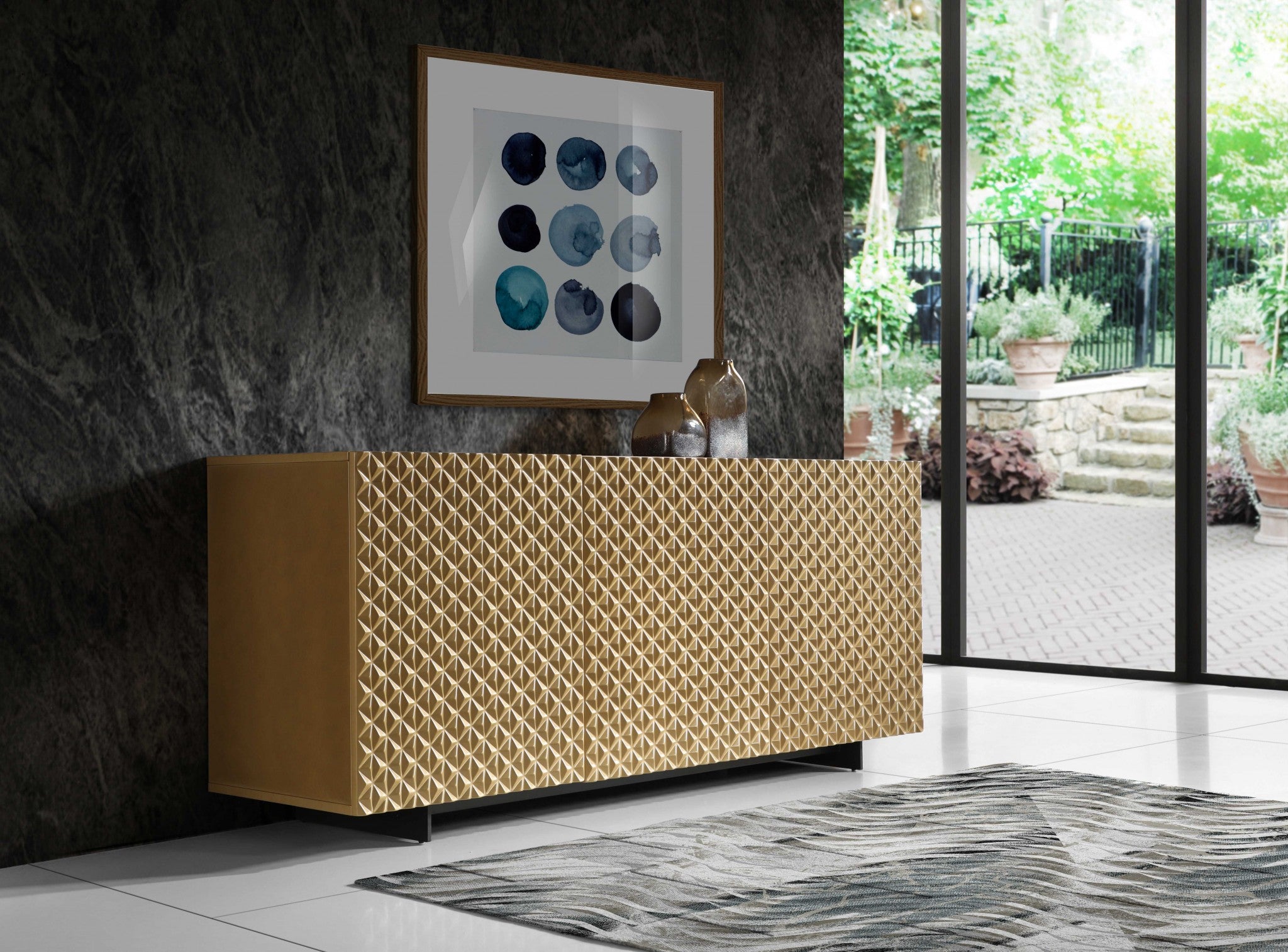 71" Gold Grate Metal Buffet