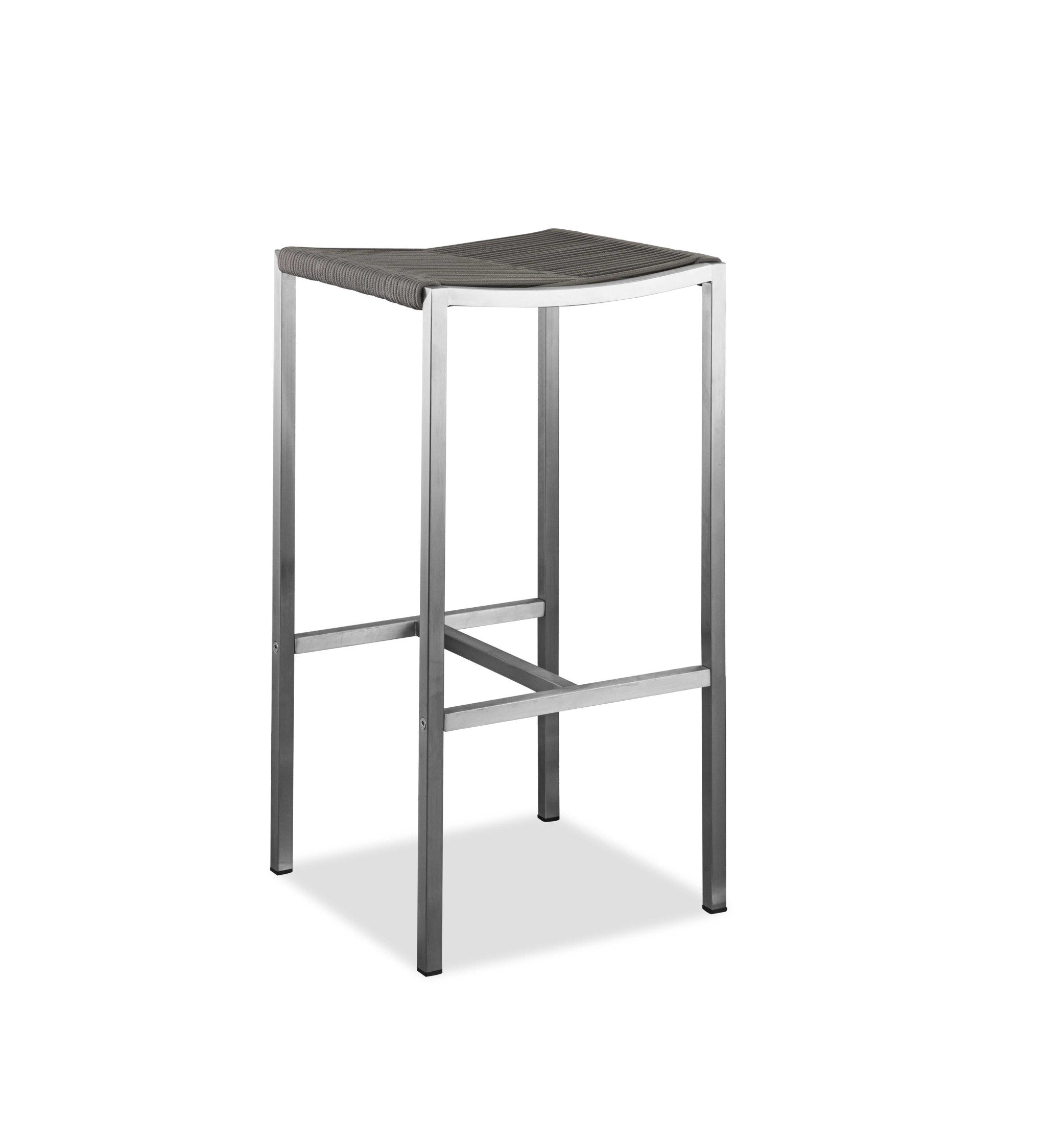 28" Set of Four Brown and Silver Square Barstool