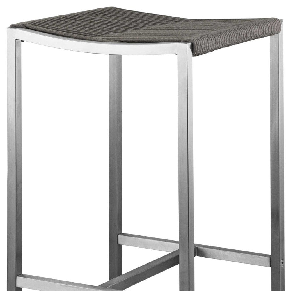 28" Set of Four Brown and Silver Square Barstool
