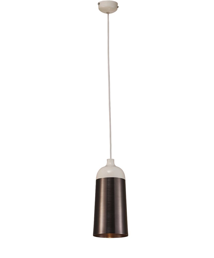 Brown and White Cylinder Metal Cone Pendant Light