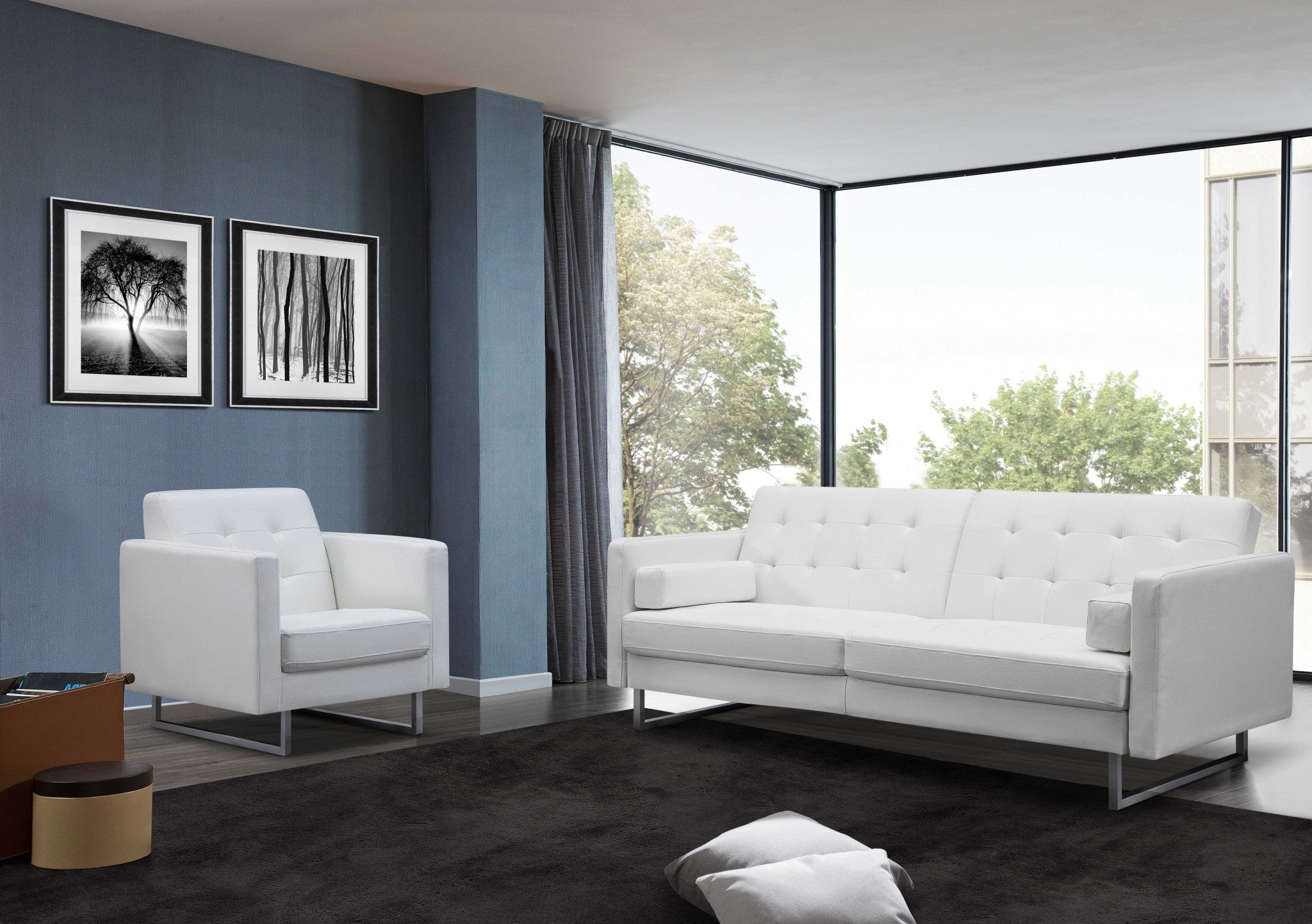 80" Tufted Faux Leather Sleeper Sofa Bed