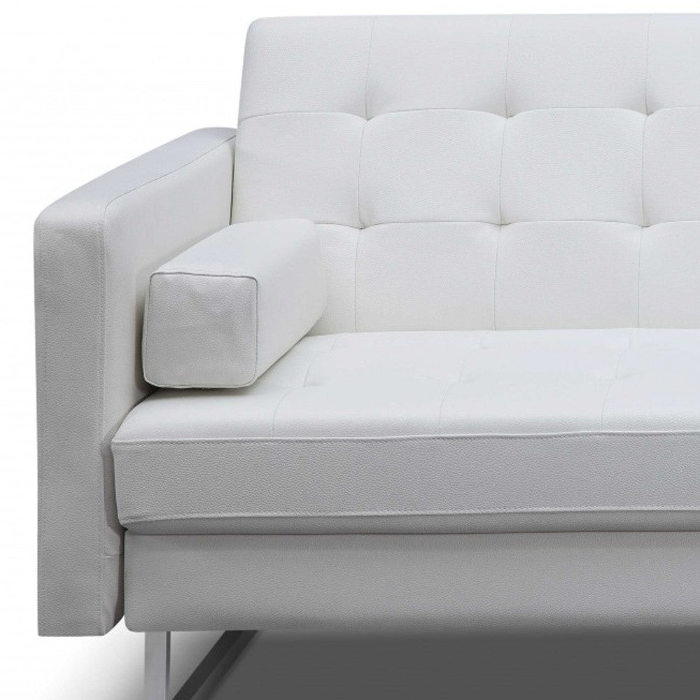 80" Tufted Faux Leather Sleeper Sofa Bed
