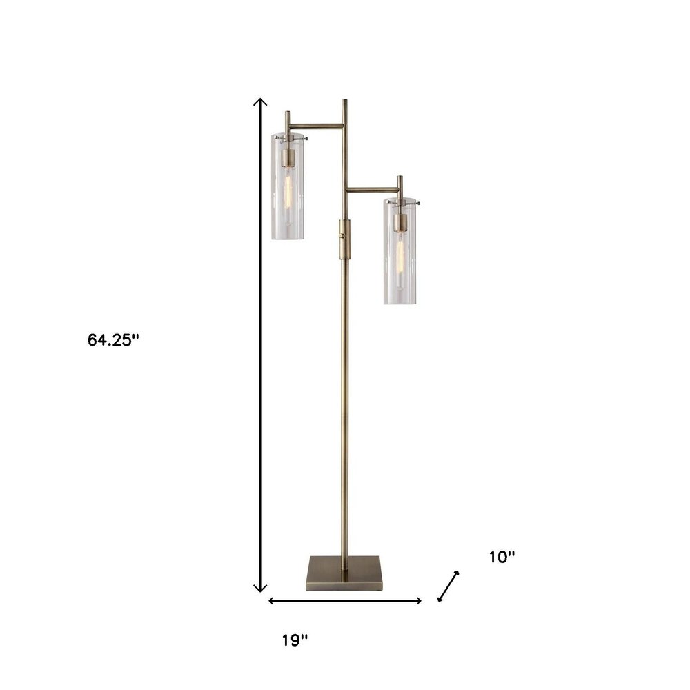 64" Brass Glass Drum Shade