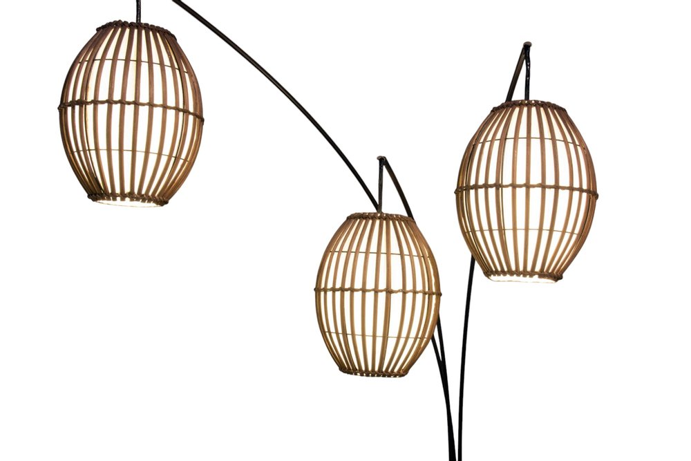 82" Bronze Wicker Cage Tree Floor Lamp