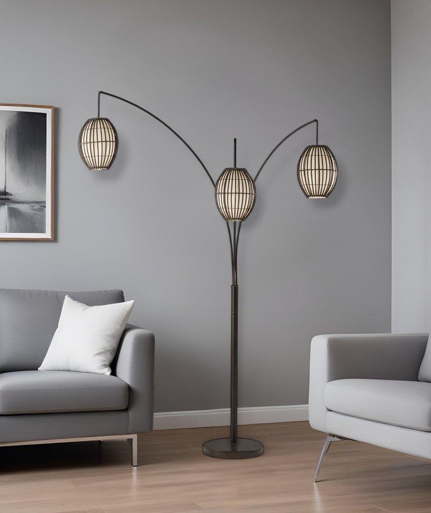 82" Bronze Wicker Cage Tree Floor Lamp