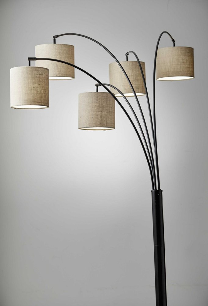 82" Bronze and Beige Five-Light Tree Floor Lamp