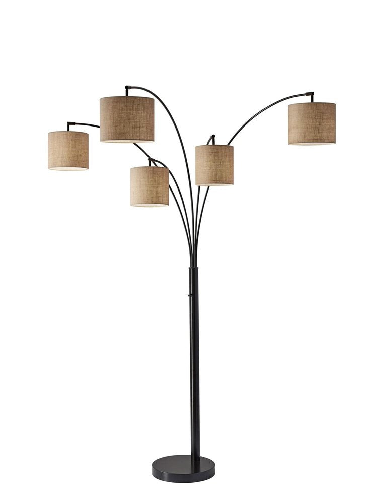 82" Bronze and Beige Five-Light Tree Floor Lamp