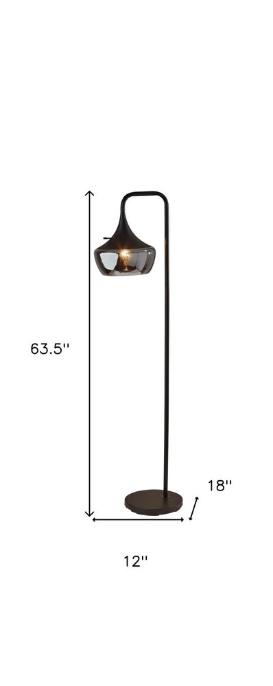 64" Black Glass Bowl Floor Lamp