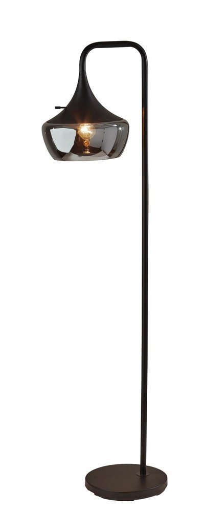 64" Black Glass Bowl Floor Lamp
