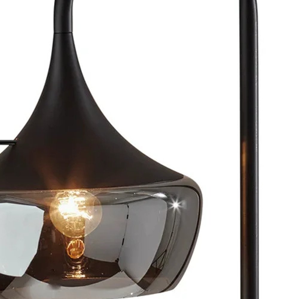 64" Black Glass Bowl Floor Lamp